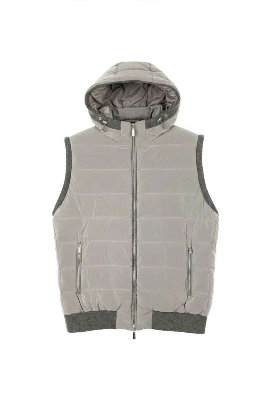 NEW MOORER men's hooded down vest in militare